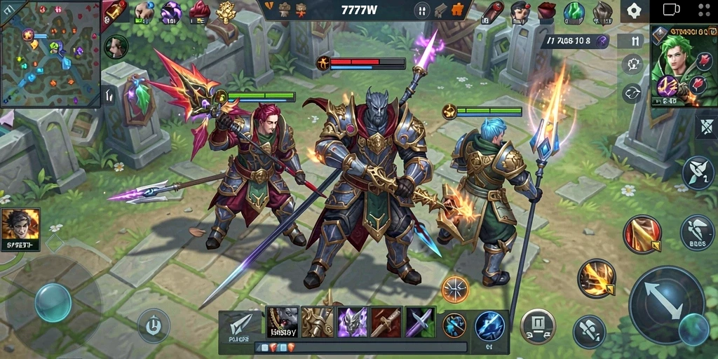 Tampilan gameplay menarik dalam 7777W dengan strategi yang mendalam.