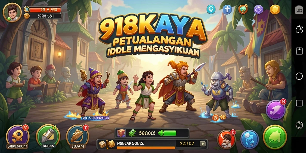 Tangkapan layar gameplay 918KAYA dengan karakter aktif dan dunia yang cerah.