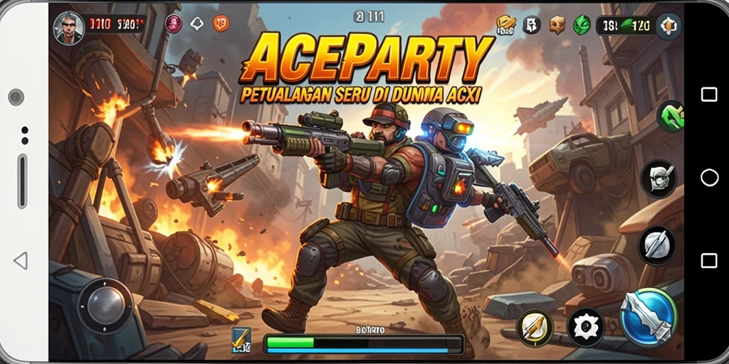 Screenshot gameplay ACEPARTY menampilkan aksi seru dan pertarungan intens.