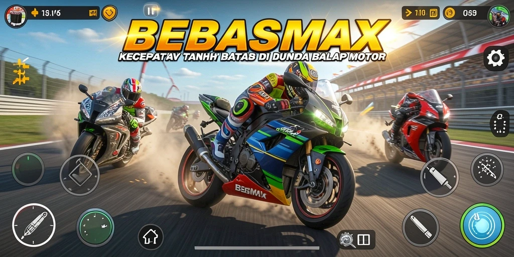 Gameplay seru di trek balap motor yang mendebarkan.