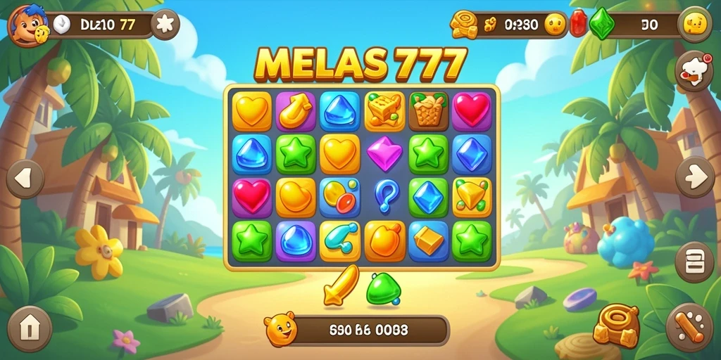 Tampilan gameplay JELAS777 dengan aksi Match-3 yang seru.