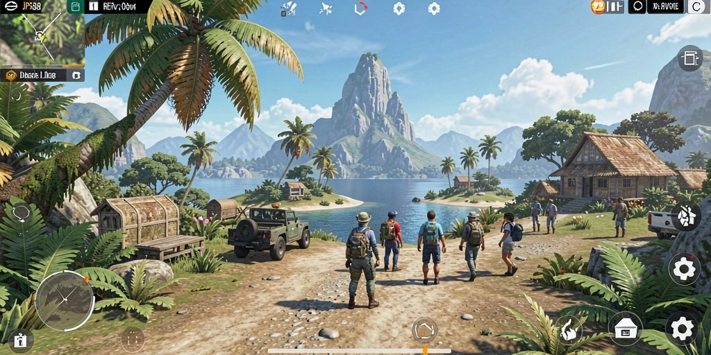 Screenshot gameplay JPS88 menampilkan eksplorasi dunia terbuka yang luas.