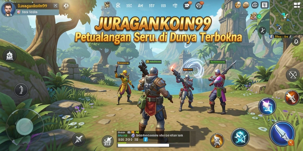 Screenshot gameplay JURAGANKOIN99 menunjukkan petualangan seru di dunia terbuka.