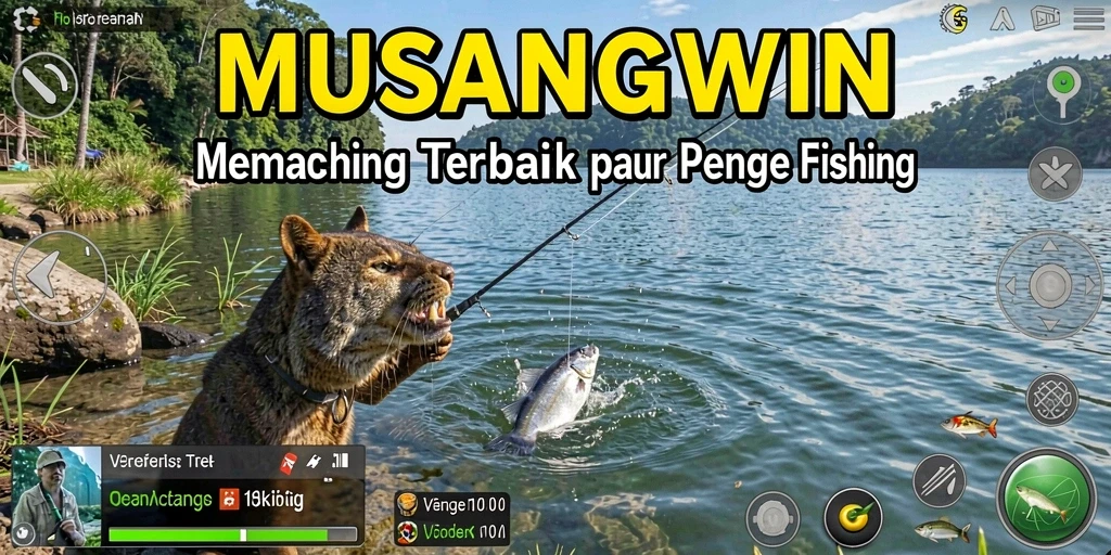 Screenshot gameplay MUSANGWIN dengan tampilan memukau saat memancing.