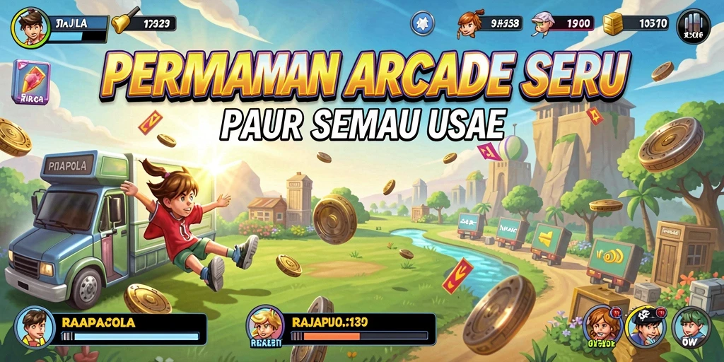 Screenshot utama RAJAPOLA yang menunjukkan aksi seru dalam permainan Arcade.
