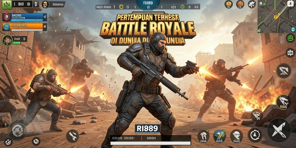 Tampilan gameplay mendebarkan dari RI889 di arena Battle Royale.