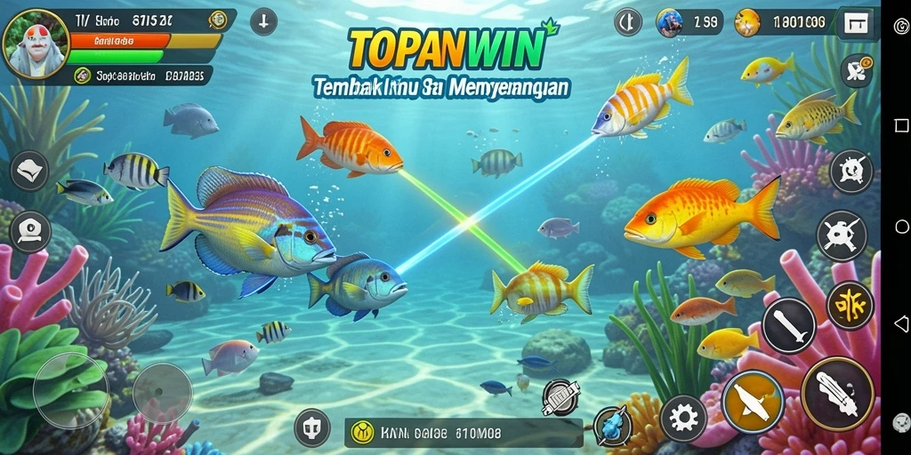 Tampilan gameplay seru dalam game Tembak Ikan TOPANWIN.