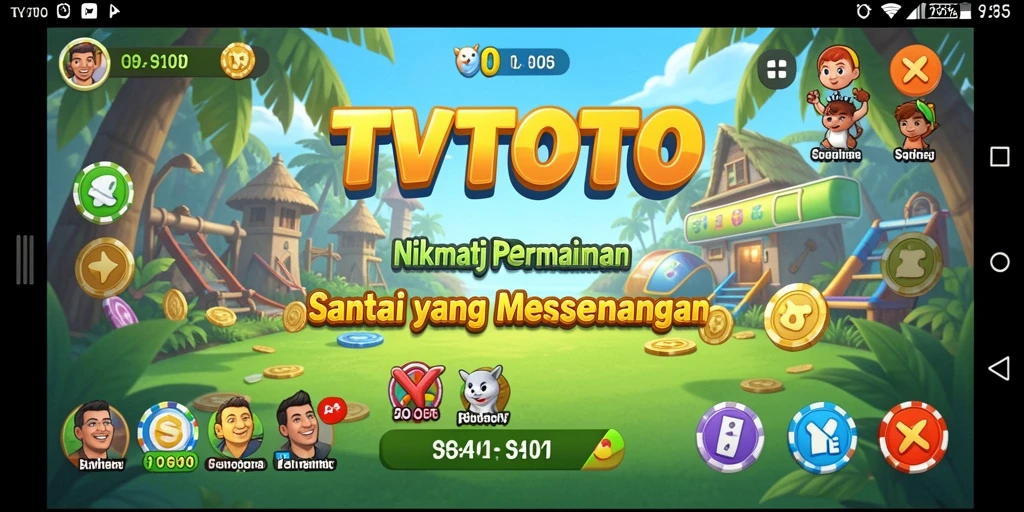 Tampilan gameplay TVTOTO yang ceria dan menyenangkan.